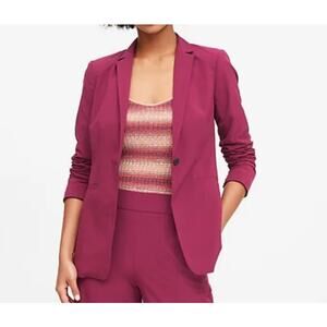 Banana Republic Long and Lean Blazer Women 4 Tall Berry Purple Business Casual